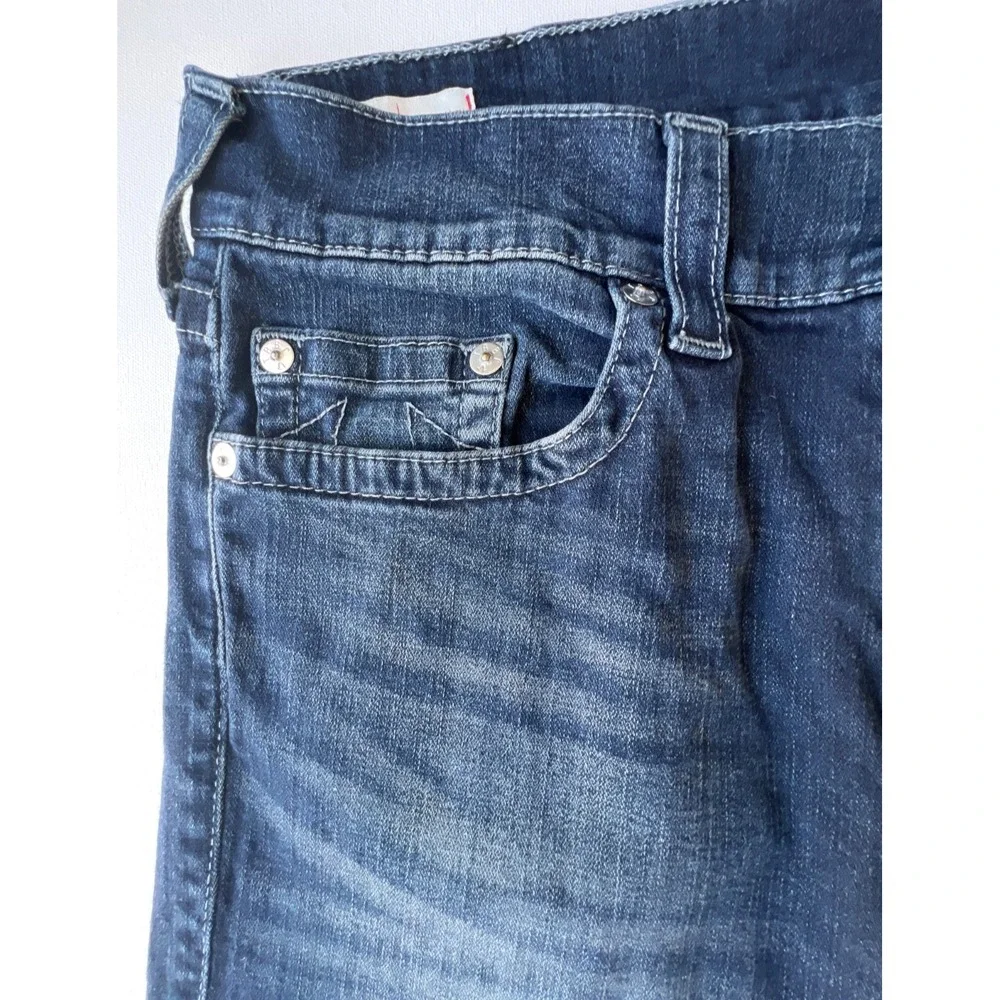 True Religion Jeans 34 Rocco Mens Relaxed Skinny Dark Distressed Stretch Denim